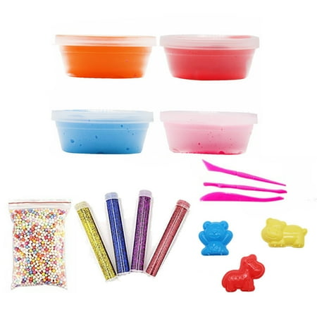 Diy Slime Kit Supplies Clear Crystal Slime Making Kit Slime Foam Beads Glitter