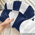 thumbnail image 4 of Cal.King Size Fitted Sheet Set - Navy Blue Stripe 3 Piece Bedding Sets 16" Deep Pocket Fitted Sheet with 2 Pillowcases, Modern Simple Geometric White Striped Brushed Microfiber Hotel Bed Sheets, 4 of 9