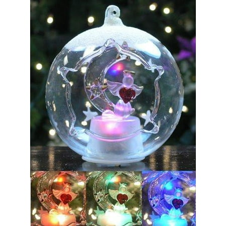 - Christmas Ornament - I Love You to the Moon Angel & Stars, LED Lighted Color-Changing, 3.5