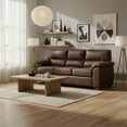 thumbnail image 2 of Homy Casa Vintage Dark Brown Breathable PU Leather Three-Seat Sofa, 2 of 5