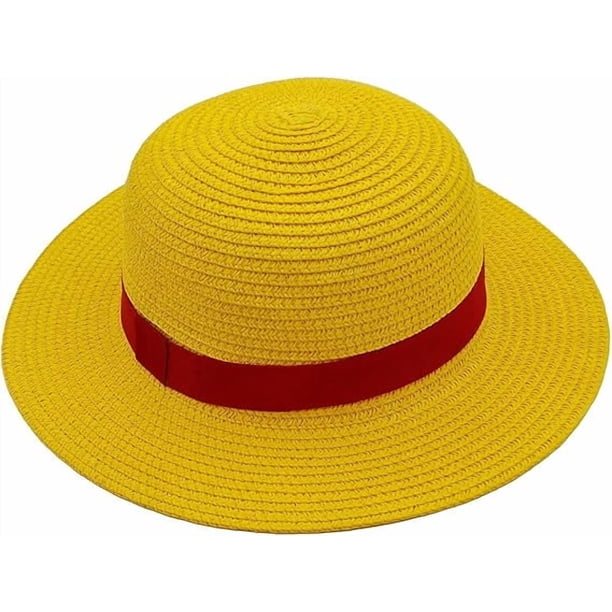 Memfish Straw Hat Anime Costume Caps Madelin Shank Hats Yellow Cosplay Strawhats with String Summer Beach Hats