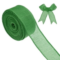 Uxcell Burlap Ribbon, 1.5" x 10 Yards Burlap Wired Edge Ribbon, Christmas Tree Ribbon, Rustic Burlap Wrap Trim Ribbons [Green]