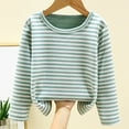 thumbnail image 2 of Odeerbi Toddler Kids Boys Girls Fleece Lined Base Layer Stripe Winter Warm Undershirt Baby Solid Color Long Sleeve Thickening Pajama Tops Home Wear Clothes Green, 2 of 4