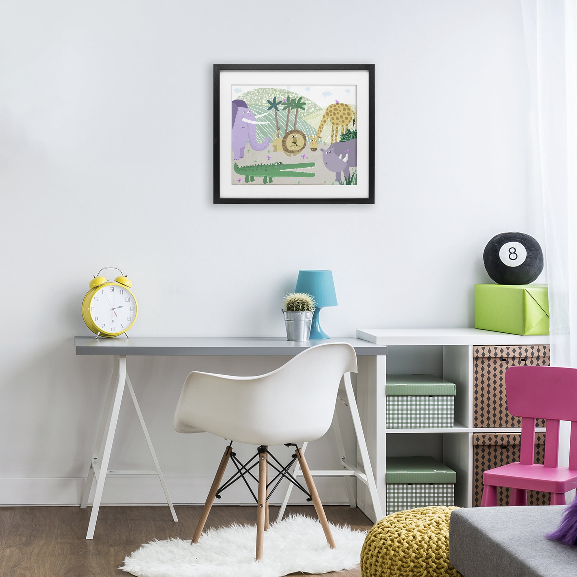 Stupell Industries Jungle Savannah Animals Black Framed Print Under Glass, design by Carla Daly