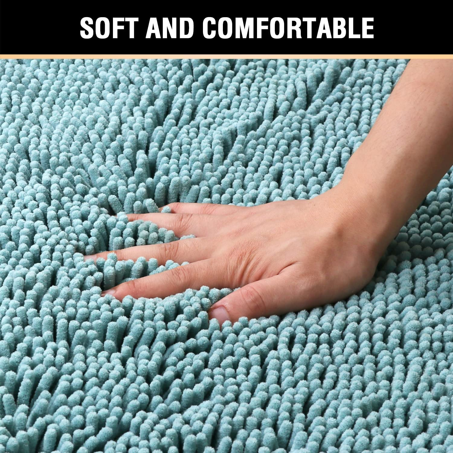 Microfiber Bath Rugs Chenille Floor Mat Ultra Soft Washable Bathroom Dry Fast Water Absorbent Bedroom Area Rugs, 20 x 32 - Inch, Aqua Haze