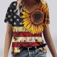 thumbnail image 2 of KIHOUT T-Shirt Imprimé Mode pour Femmes Jour de l'Indépendance Manches Courtes Col en V Été Bleu TG, 2 of 4