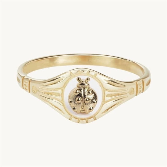 14k Ladybug Ring, Ladybug 14k Gold plated Ring, Dainty Lady bird Ring, silver Ladybug Jewelry, Animal Ring Handmade Designer Lady bug Ring