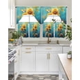 thumbnail image 4 of Yellow Sunflower Swag Curtains for Living Room/Bedroom Windows, Spring Butterfly Teal Abstract Vintage Kitchen Curtains and Valances Set 36 Inch Length, Light Filtering Swags Valance Curtain Panels, 4 of 5