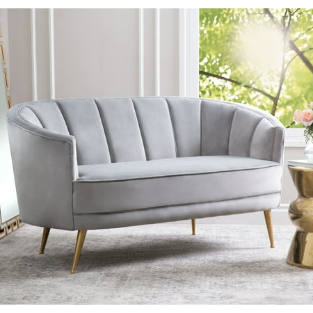 Devon & Claire Olivia channel Tufted Velvet Sofa, Grey