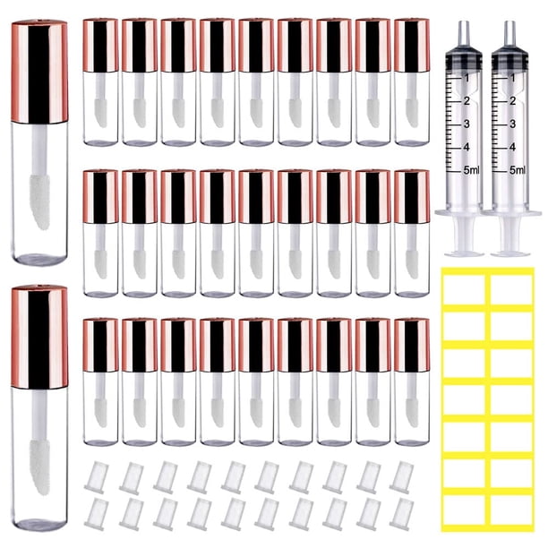 Tubos de brillo labial AMORIX Mini de 1,2 ml, recargables con jeringas, 50 unidades