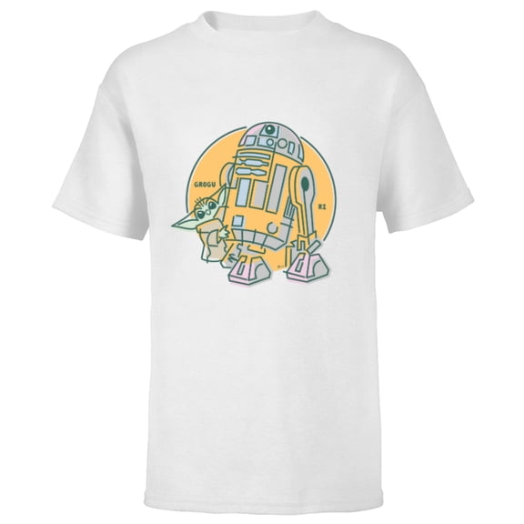 Star Wars Grogu and R2-D2 New Best Friends - Short Sleeve T-Shirt for Kids - Customized-White