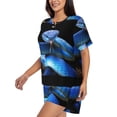 thumbnail image 2 of Fuzoiu Blue Viper Snake Print Women's Short-Sleeved Pajama Set,Lounge Sleepwear Set,Womens Pajama Sets 2 Piece,Button-Up Top and Shorts with Pockets-X-Large, 2 of 7