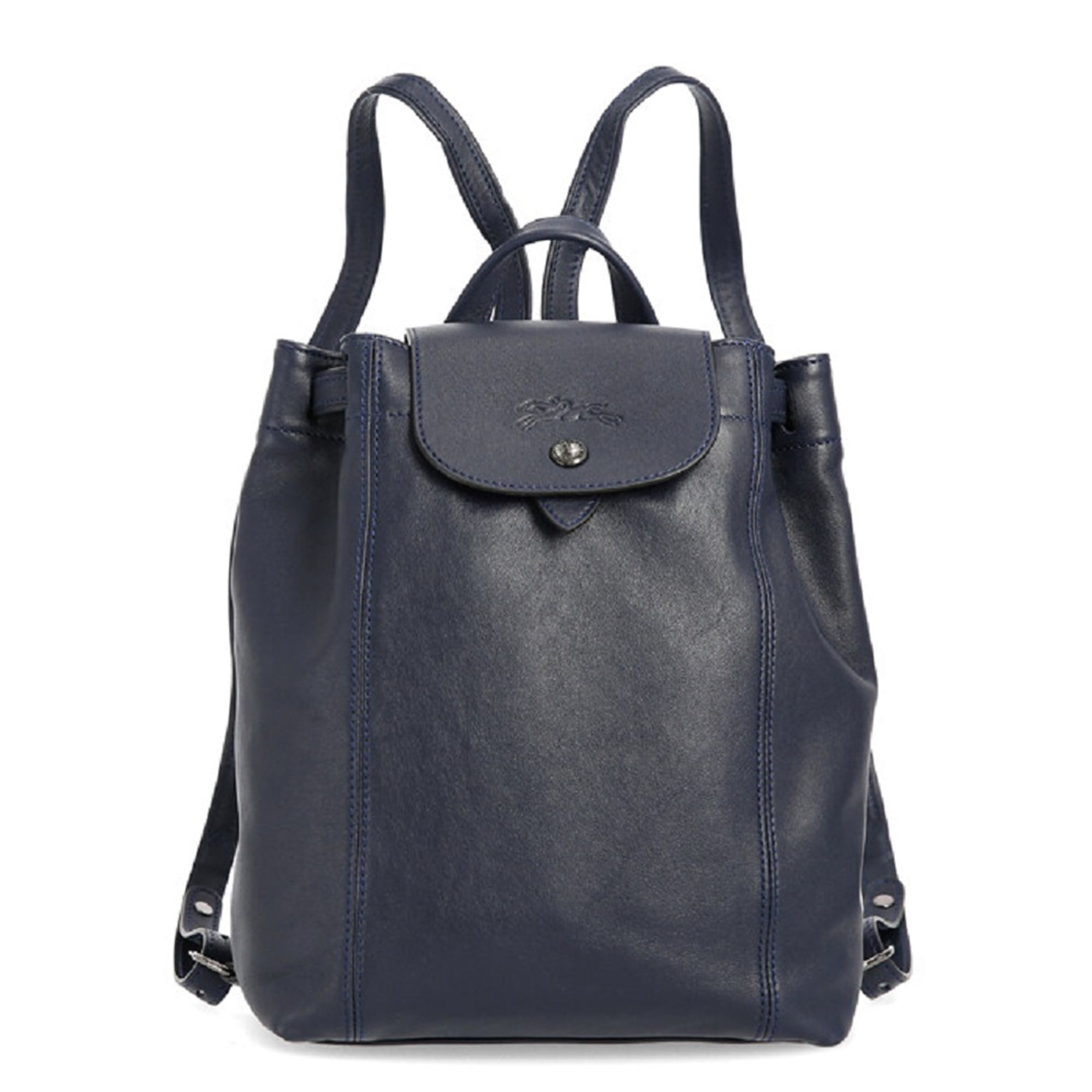 LongChamp Women's Le Pliage Cuir Navy Blue Leather Backpack