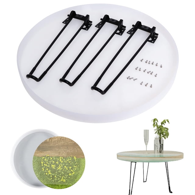 Moldes de mesa de resina Wadoy redondos de silicona de 51 cm con 3 patas