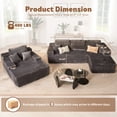 thumbnail image 3 of XIZZI Modular Sectional Sofa Couch Set, Deep Seat L-Shape Upholstered Couch & Large Sofa Bed, Modern Minimalist Couches for Living Room, Bedroom, Right Chaise, Gray - Plush Fabric, 3 of 11