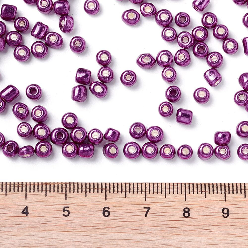 6/0 Glass Seed Beads Metallic Colours Style Round Dark Orchid 6/0 4mm Hole: 1.5mm about 4500pcs/pound