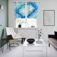 thumbnail image 3 of Teal Blue Ombre Marble Kitchen Curtains Window Panels, Abstract Art Marble Fluid Insulated Window Treatment Curtain, Grommet Curtains for Bedroom/Living Room/Bathroom, 2 Piece 27.5"Wx39"L, 3 of 8