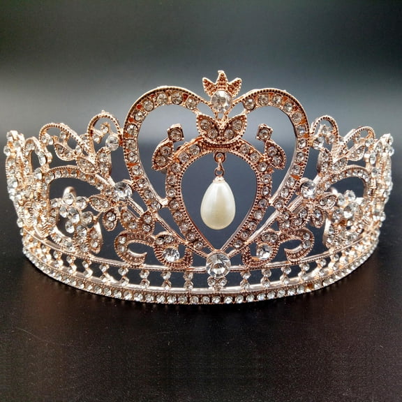 Raindrops Bridal Crown Headband Golden Tiara Crown Lightweight for Engagements Parties