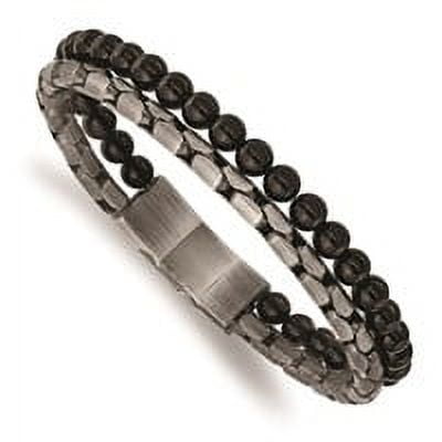 Primal Steel Stainless Steel Brushed Antique Bronze IP-plated Agate with 0.5 Inch Extension Bracelet
