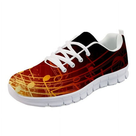 

Woman Spring Flats with Piano Keys 3D Print Shoes Platform Sneakers for Girls Mesh Footwear Comfortable Music Note Design