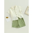 thumbnail image 3 of Suealasg Toddler Baby Boys 2Pcs Cotton Linen Shorts Set Solid Color Short Sleeve Lapel Button Down Shirt Tops and Shorts 6M 1T 2T 3T 4T Kids Boys Summer Clothes Set, 3 of 8