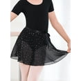 thumbnail image 2 of Stelle Girls' Sequins Ballet Skirt Chiffon Wrap Dance Skirt,Tie up Sheer Dance Skate Over Scarf for Leotards Half Dress,Black, 2 of 6