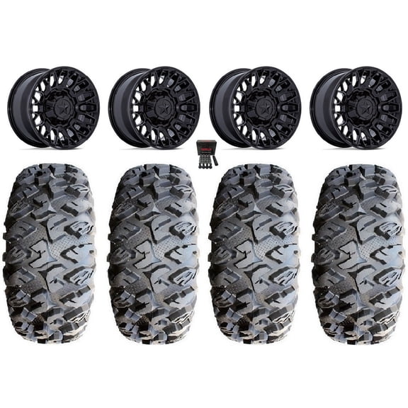 MSA Clubber 14" Wheels Black 28" MotoClaw Tires Kawasaki Mule Pro FXT