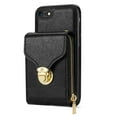 thumbnail image 5 of for iPhone 7 / 8 / SE 2020 / SE 2022 Case Wallet with Shoulder Strap for Women - Crossbody Lanyard,Zipper Pocket,Credit Card Holder,Shockproof - Metal Buckle Closure Premium PU Leather Case, Black, 5 of 13