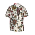 thumbnail image 2 of Balery Dark Enchanted Flowers And Birds Print Men's Hawaiian Shirts Short Sleeve Beach Shirt Relaxed Fit Vacation Button Down Shirts-3X-Large, 2 of 9