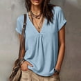 thumbnail image 3 of Cilsoka Cotton Linen Tops for Women 2026 Roll Up Short Sleeve V Neck Lightweight Breathable Shirt Summer Casual Loose Fit Blouse, 3 of 6
