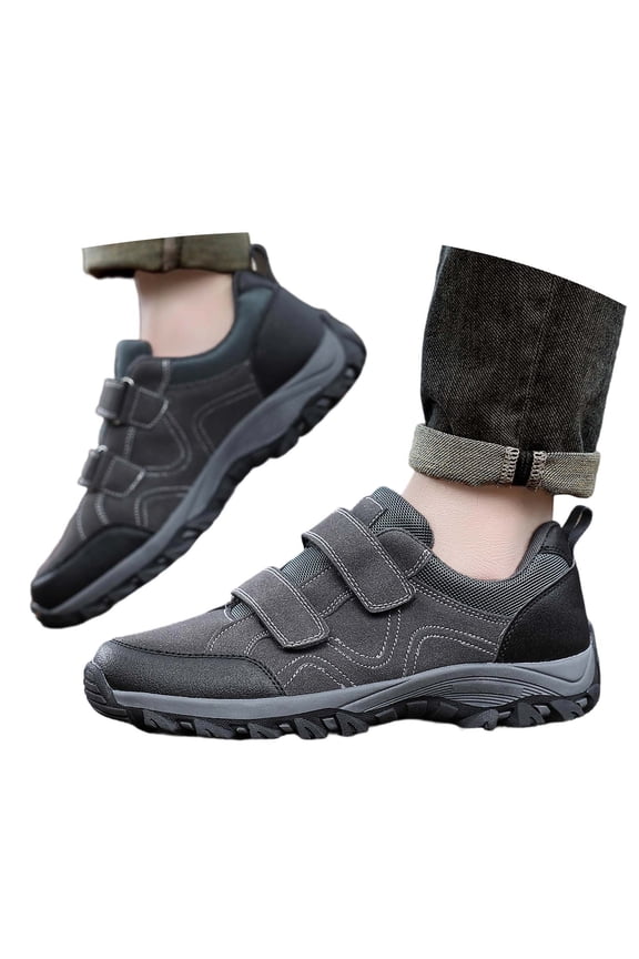 Men's Hook and Loop Sneakers, Thick Sole Non- Training Footwear for Daily Sports