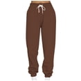 thumbnail image 2 of HAOTAGS Womens Winter Fleece Lined Sweatpants Drawstring Jogger Solid Color Sweat Pants Cinch Bottom Trousers Coffee Size 3XL, 2 of 5