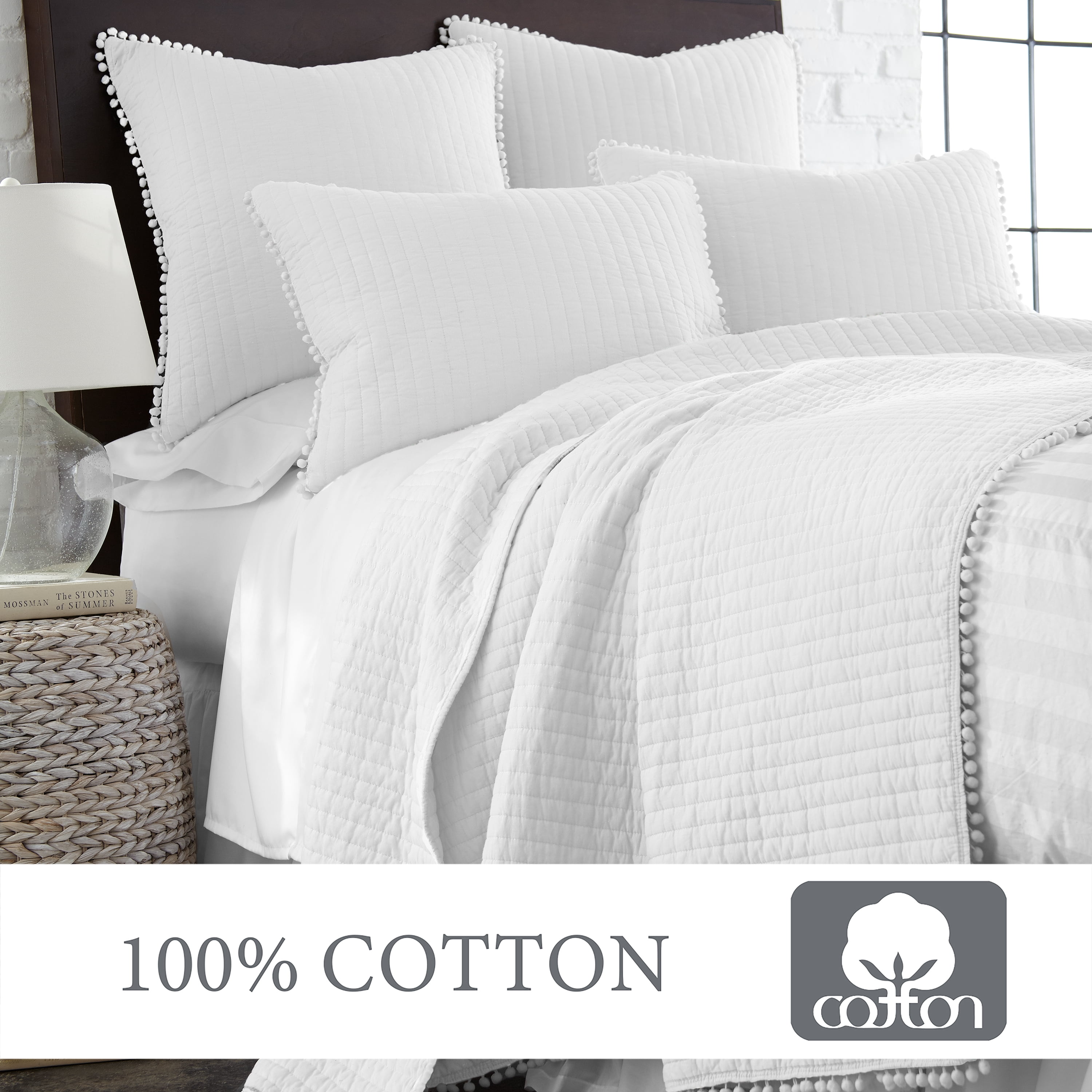 Levtex Home - Pom Pom Quilt - Queen Quilt - White - Quilt (88x92in.) - Reversible - Cotton Fabric