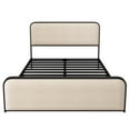 thumbnail image 7 of Modern Queen Size Metal Bed with Curved Upholstered Headboard and Footboard, Heavy Duty Platform Bed Frame with under Bed Storage for Bedroom, No Box Spring Needed, Beige, 7 of 7