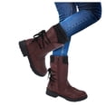 thumbnail image 5 of 2024 New Women Fashion Casual Vintage Womens Wide Snow Boots Retro Mid-Calf Boots Lace Women's Mid Calf Winter Snow Boots Up Thick Heels Shoes, 5 of 5