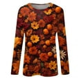thumbnail image 4 of Women's Autumn Leaf Print Long Sleeve T-Shirt, Casual Fall Fashion Crew Neck Tops, Comfortable and Stylish, 4 of 5