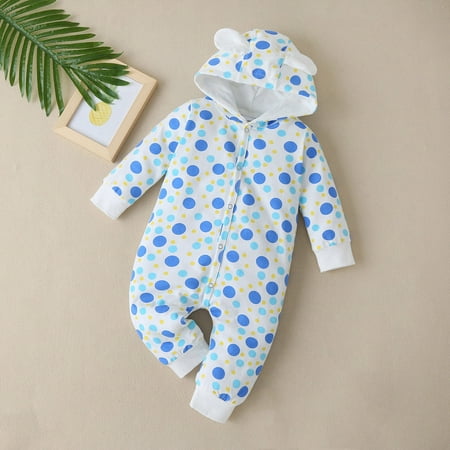 

Outfits for Baby Special Offers Juebong Newborn Infant Baby Boys Girls Polka Dot Hooded Thick Romper Outwear Jumpsuit Light blue 62