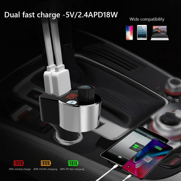 Go-Des Bluetooth FM Car Transmitter DC5V 2.4A Fast Charger