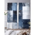 thumbnail image 3 of Navy Blue Grey Sheer Curtains 84 Inches Long 2 Panels Abstract Painting Art Modern Graffiti Geometric Light Filtering Semi Sheer Window Curtains Drapes for Bedroom Living Room 52"x84", 3 of 7