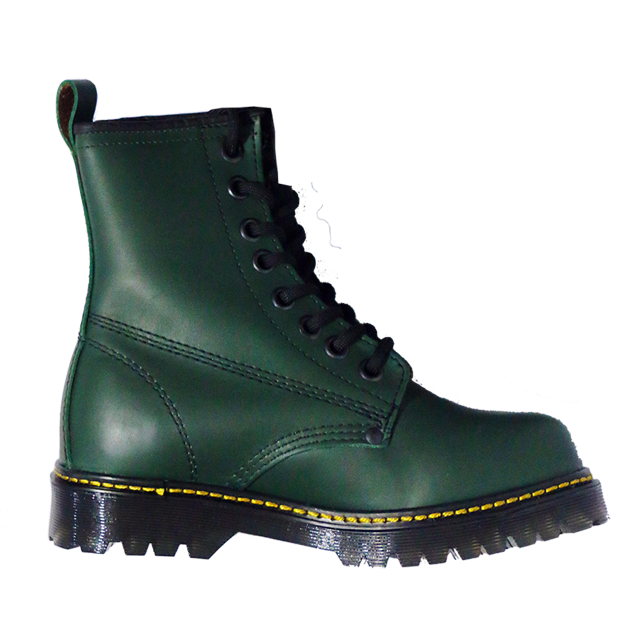 Botas Militares Piel Unisex Moda Adulto Verdes