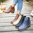thumbnail image 3 of Retro Chelsea Boots Women Splice Leather Hollow out Chunky Stacked Heel Dress Fall Booties Pointed Toe Side Zipper Ankle Boots, 3 of 6