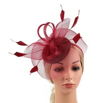 Ukumplol Women's Fascinators Kentucky Derby Hats for Women Tea Party Hats for Women 2023 Fascinator Hat Flower Feather Mesh Tea Party Hairband for Women Fascinators Hats for Women Red 2 One Size
