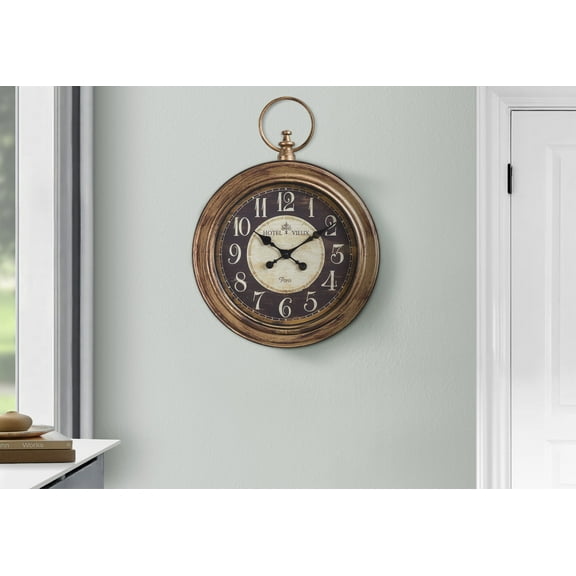 Wall Clock Clocks, 18" Round, Wall Clock, Antique Brown, Traditional,Modern Wall Clock