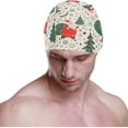 thumbnail image 2 of FYBTO Swimming Cap Christmas Forest Santa Claus Unisex Adult FYBTO Polyester, 2 of 4