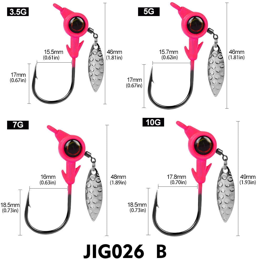 20pcs Lead Jig Head Spinner Bait Fishing Hooks Bass Crappie 1/8 1/6 1/4 1/3oz