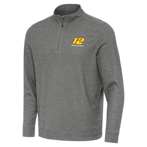 Men's-Antigua  Heather Black Ryan Blaney Subtle Quarter-Zip Pullover Top