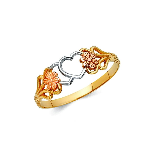 14k Yellow Gold Flower Ring Size 7 Ring for Women - 1.0 Grams