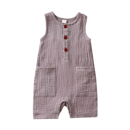 

Baby Girls Boys Romper Girls Solid Romper Pockets With Outfits Linen Boys Baby Jumpsuit Boys Romper&Jumpsuit