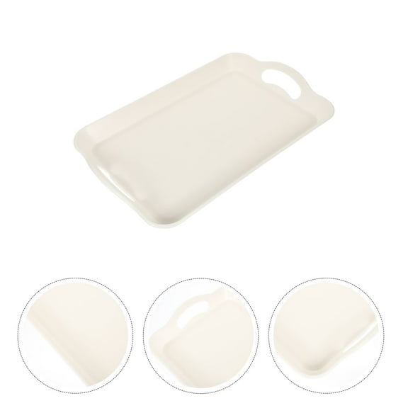 SOPOTUTU Sopotutu White Plastic Serving Tray with Handles for Food and Dessert Display