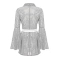 thumbnail image 4 of Zaldita Womens 60s Retro Disco Dress Long Sleeve Sequin Mini Dress Rave Party Club Cocktail Dresses Silver L, 4 of 7